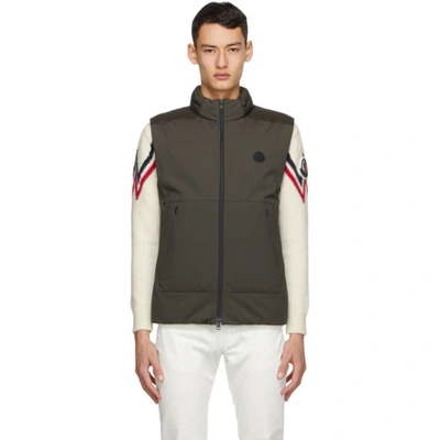 Shop Moncler Khaki Down Skihist Vest In 828 Green