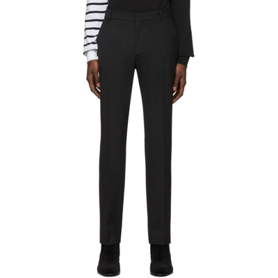 Shop Balmain Black Wool Satin Trousers In 0pa Noir