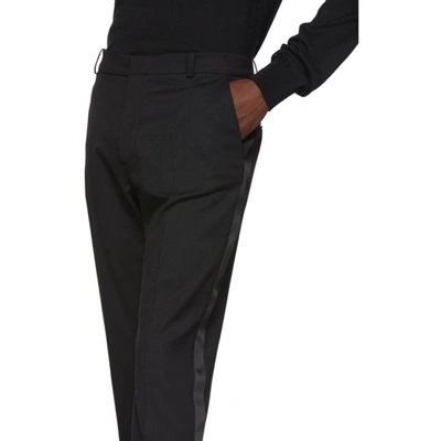 Shop Balmain Black Wool Satin Trousers In 0pa Noir