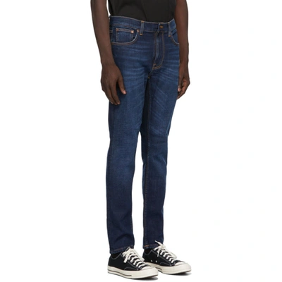 Shop Nudie Jeans Indigo Lean Dean Jeans In Deepworn