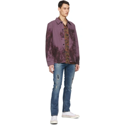 Shop Nudie Jeans Purple Tie-dye Barney Jacket In Tiedyviolet