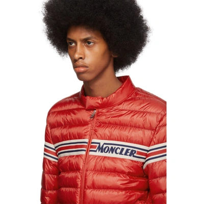 Shop Moncler Red Down Retro Renauld Jacket In 448 Red