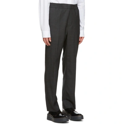 Shop Acne Studios Grey Wool & Mohair Elastic Waist Trousers In Dark Grey M