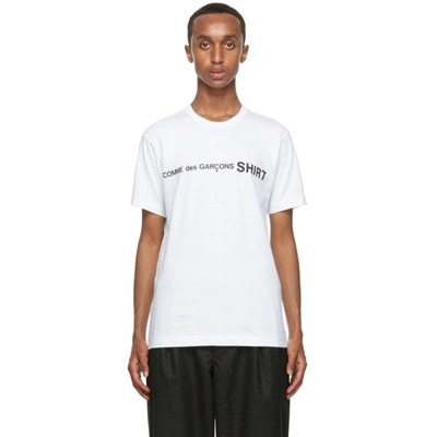 Shop Comme Des Garçons Shirt White Logo T-shirt In 3 White