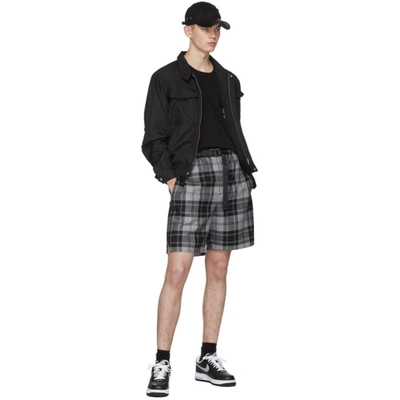 Shop Alexander Wang Grey Tartan Shorts In 020 Grey