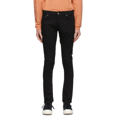 Shop Nudie Jeans Black Tight Terry Jeans