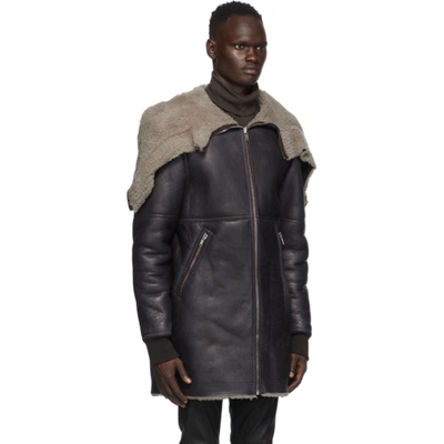 Shop Rick Owens Reversible Black Shearling Parka In 9124 Black/