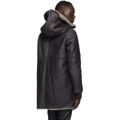 Shop Rick Owens Reversible Black Shearling Parka In 9124 Black/