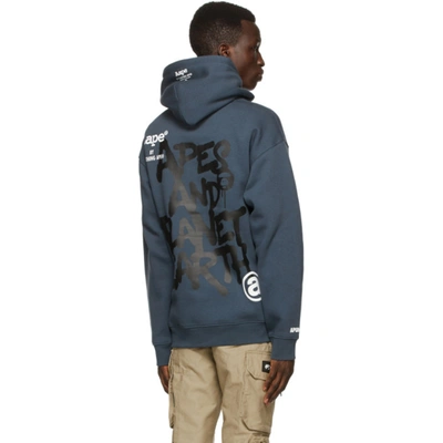 Shop Aape By A Bathing Ape Grey Fleece Logo Hoodie In Gyd Dk Grey