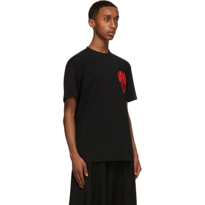 Shop Jw Anderson Black Embroidered Face Jwa T-shirt In Black 999