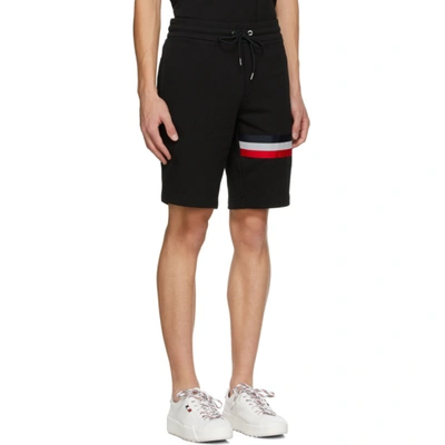 Shop Moncler Black Cotton Striped Shorts In 999 Black