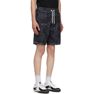 Shop Palm Angels Black Bandana Mesh Shorts