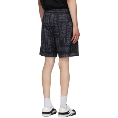 Shop Palm Angels Black Bandana Mesh Shorts