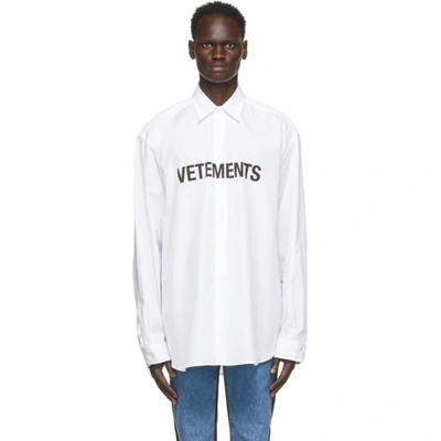 Shop Vetements White Front Logo Shirt In White 14619814