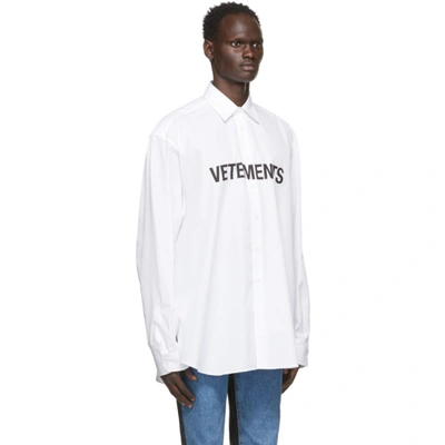 Shop Vetements White Front Logo Shirt In White 14619814