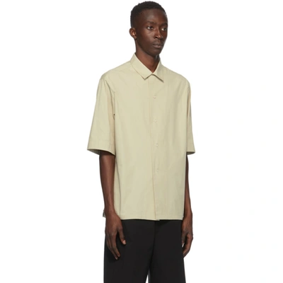 Shop Bottega Veneta Beige Cotton Poplin Short Sleeve Shirt In 9733 Sand