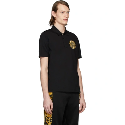 Shop Versace Black Embroidered Medusa Polo In A2003 Black