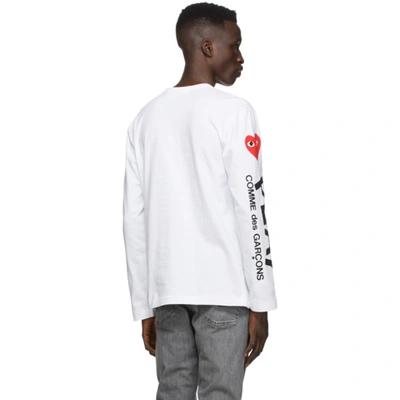 Shop Comme Des Garçons Play White Multi Hearts Big Logo Long Sleeve T-shirt