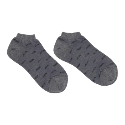 Shop Ermenegildo Zegna Grey 'xxx' Sneaker Socks In 039 Pewter