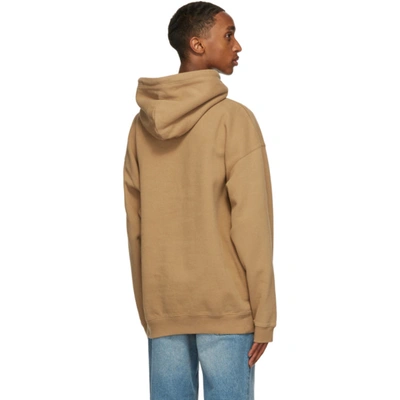 Shop Balenciaga Tan Bb Medium Fit Hoodie In 9504 Oat/oa