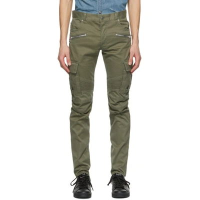 Shop Balmain Khaki Cotton Cargo Pants In 7ua Kaki