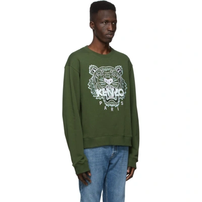 Shop Kenzo Green Classic Tiger Sweatshirt In 51 - Dark K