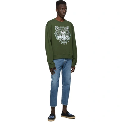Shop Kenzo Green Classic Tiger Sweatshirt In 51 - Dark K