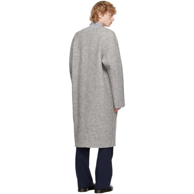 Shop Kenzo Reversible Grey Wool Coat In 93 Pale Gre