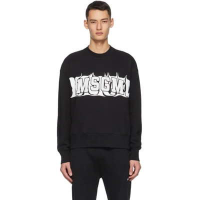 Shop Msgm Black Haunted Logo Sweatshirt In 99 Black