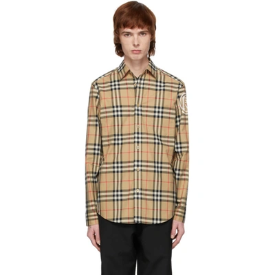 Shop Burberry Beige Camerson Shirt In Archive Bei