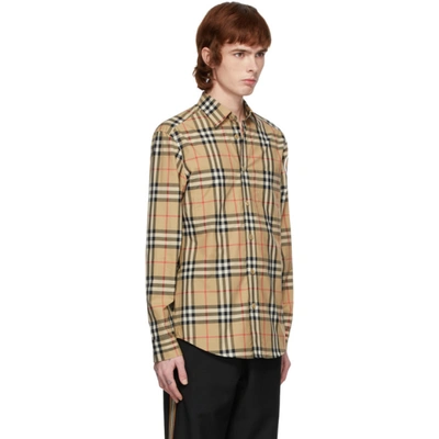 Shop Burberry Beige Camerson Shirt In Archive Bei