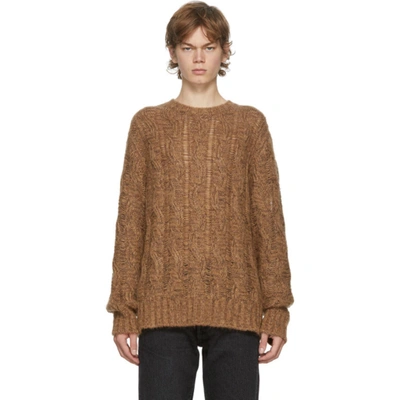 Shop Acne Studios Brown & Burgundy Cable Knit Sweater In Brown/burgu