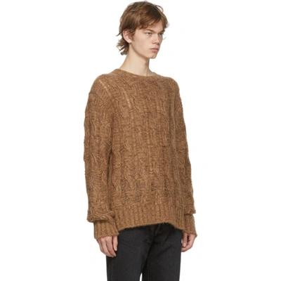 Shop Acne Studios Brown & Burgundy Cable Knit Sweater In Brown/burgu
