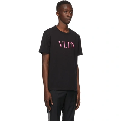 Shop Valentino Black & Pink 'vltn' T-shirt In Mm8 Nero/vl