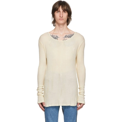 Shop Enfants Riches Deprimes Off-white Fitted Long Sleeve T-shirt In Nude