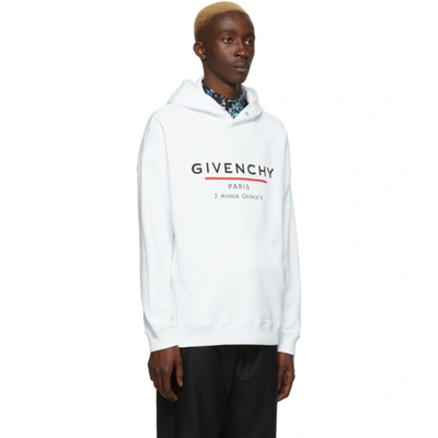 Shop Givenchy White Logo Address Hoodie In 100 White