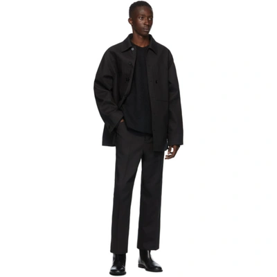 Shop Jil Sander Black Piqué Cropped Structured Trousers In 001 Black