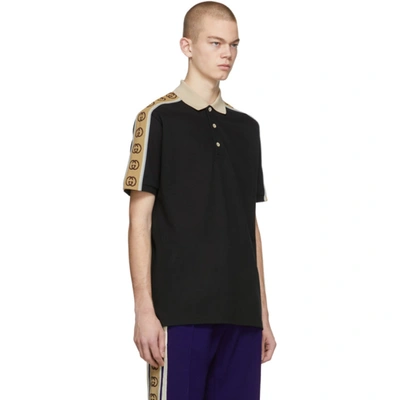 Shop Gucci Black Interlocking G Polo In 1082 Black