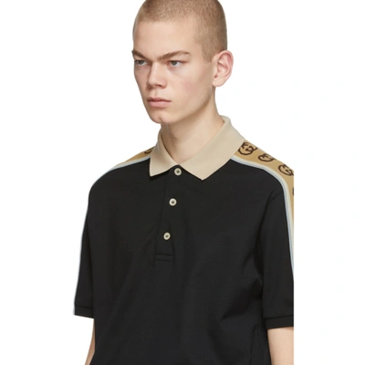 Shop Gucci Black Interlocking G Polo In 1082 Black