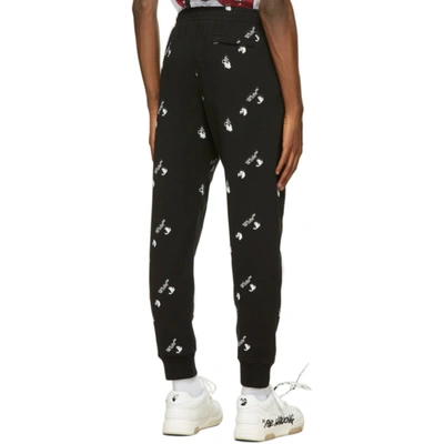 Shop Off-white Black All Over Logo Cuffed Lounge Pants In Black White
