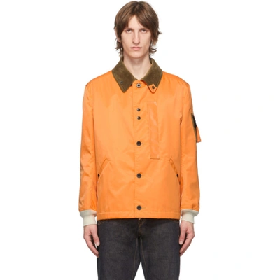 Shop Junya Watanabe Orange Twill & Corduroy Jacket In 1 Orange