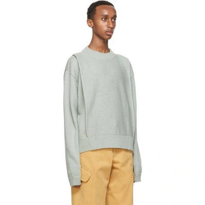 Shop Jacquemus Green Wool 'la Maille Cavaou' Sweater In Light Green