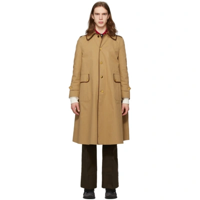 Shop Gucci Tan Cotton Drill Trench Coat In 2149 Javami