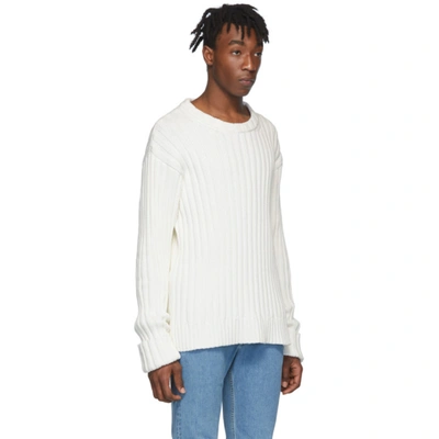 Shop Maison Margiela Off-white Ribbed Sweater In 101 Offwht