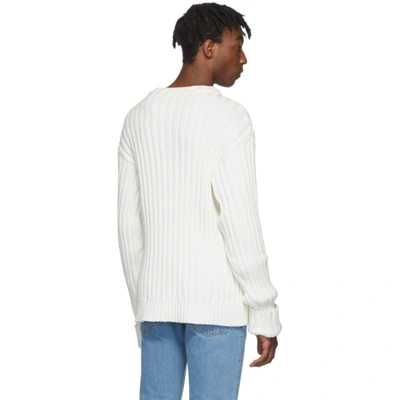 Shop Maison Margiela Off-white Ribbed Sweater In 101 Offwht