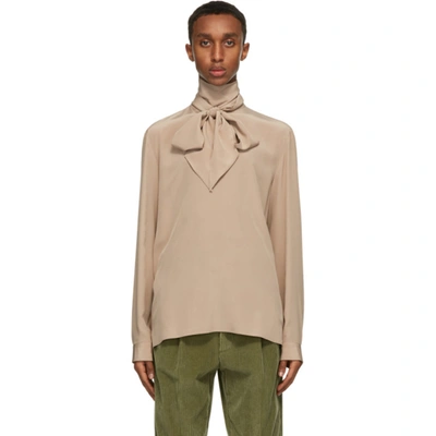 Shop Gucci Beige Silk Crêpe Shirt In 9772 Oatmel