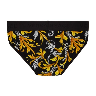 Shop Versace Underwear Black And Gold Barocco Briefs In A7008 Black