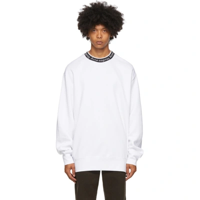 Shop Acne Studios White Jacquard Logo Sweatshirt