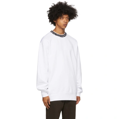 Shop Acne Studios White Jacquard Logo Sweatshirt