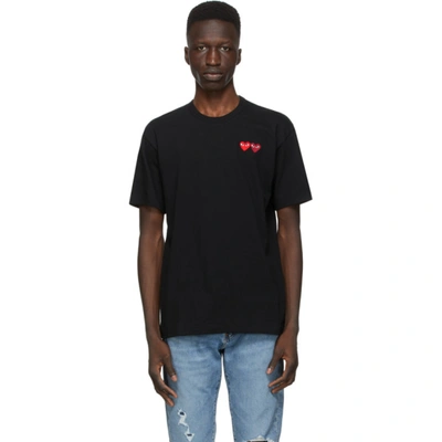 Shop Comme Des Garçons Play Black Double Heart T-shirt In 1 Black